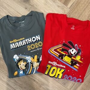 2 Disney World marathon T-shirts, Mickey Minnie Oswald, long sleeve size medium